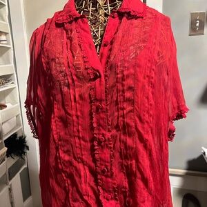 J. Crew Vibrant Red Blouse